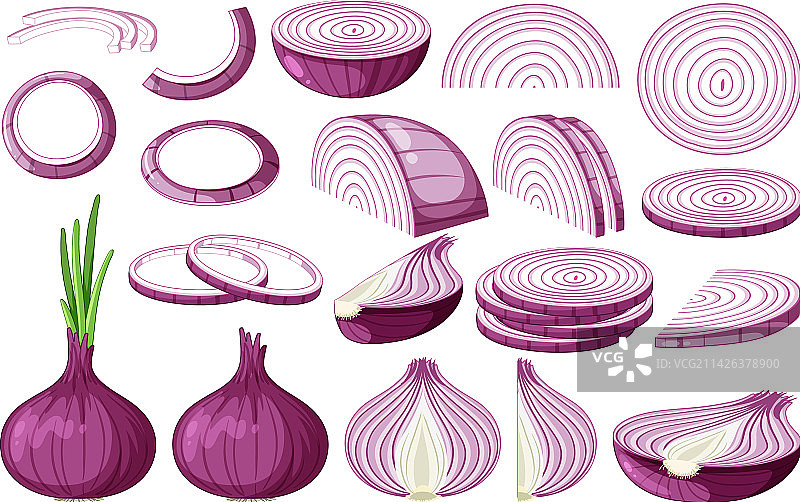 完整和切片的洋葱图片素材