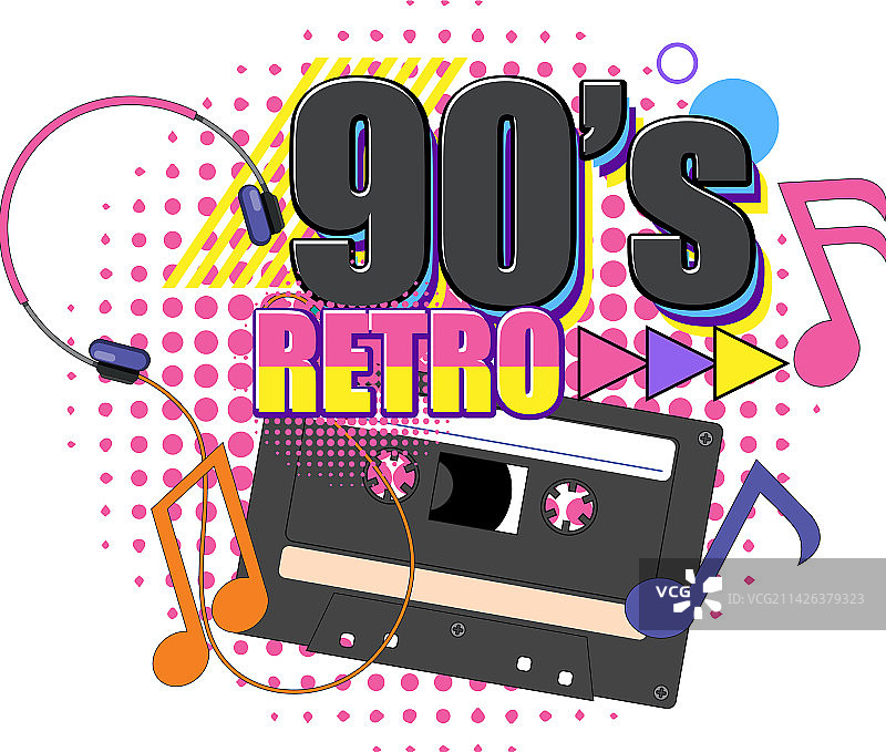 90年代复古派对与磁带图片素材