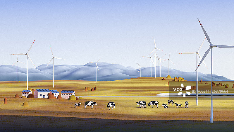 3D渲染乡村振兴牧场主题插画图片素材