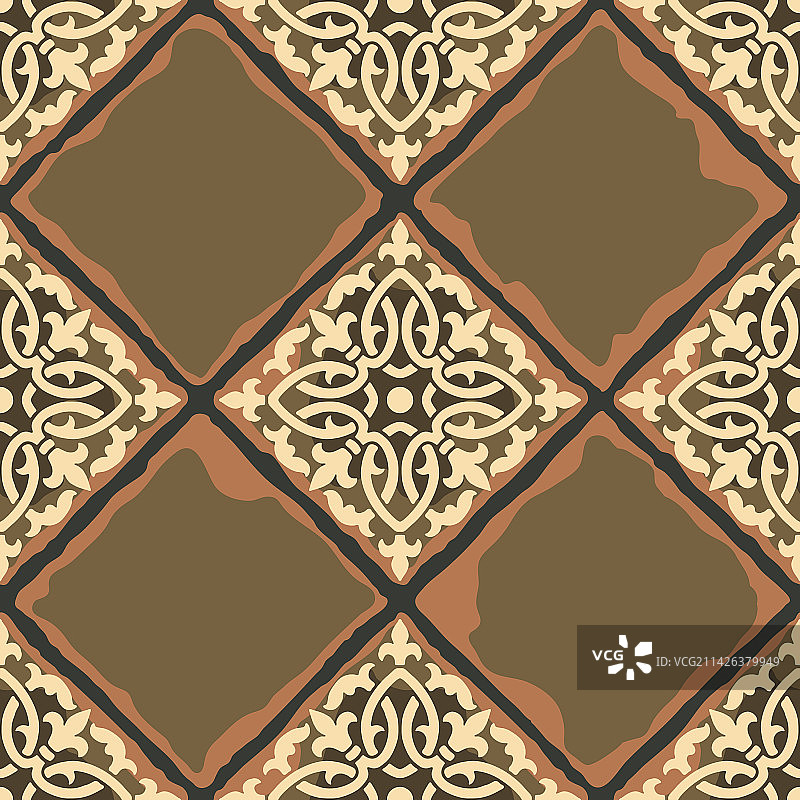 古代瓷砖无缝图案墙图片素材