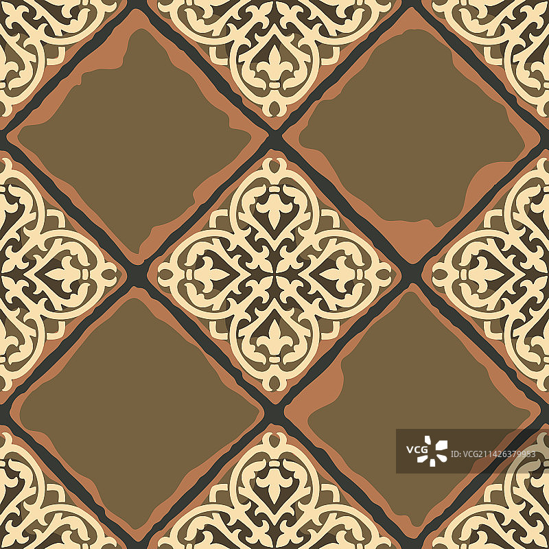 古代瓷砖无缝图案墙图片素材