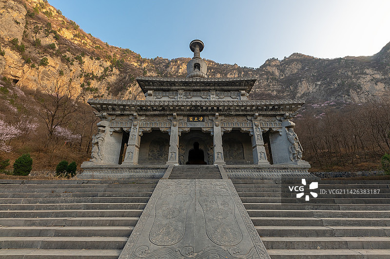郑州巩义青龙山慈云寺建筑 春天图片素材