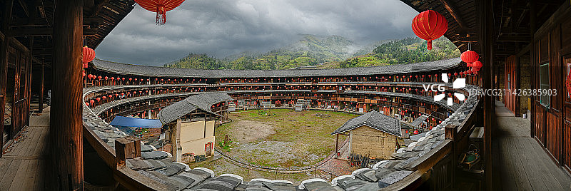 福建南靖最大土楼顺裕楼吉尼斯世界之最图片素材