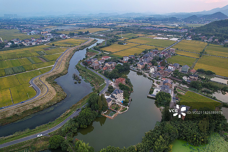 余杭苕溪美丽乡村田园图片素材