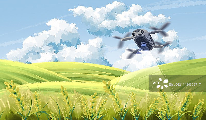 无人机种植科技农业插画图片素材