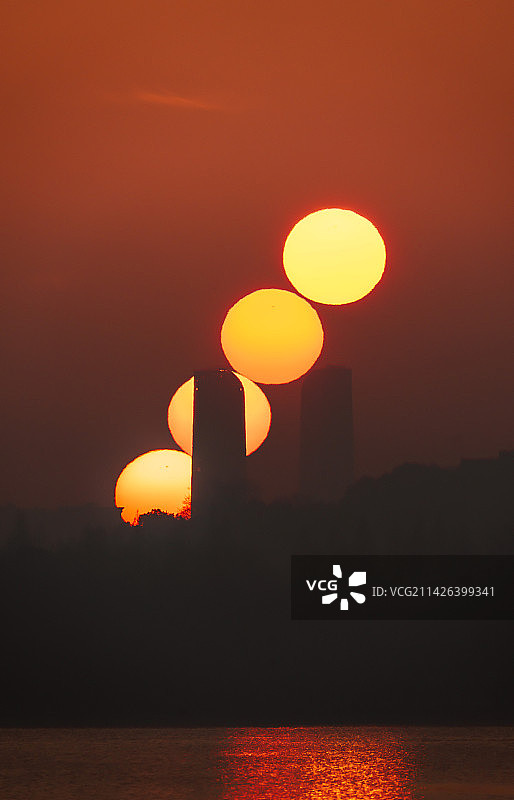 杭州之门日出序列图片素材