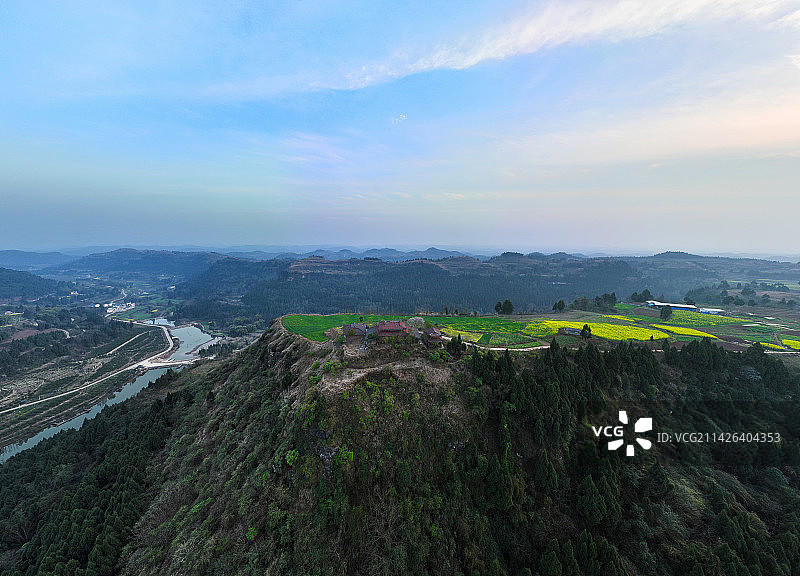 四川省南充市顺庆区四方寨谢氏宗祠航拍图片素材