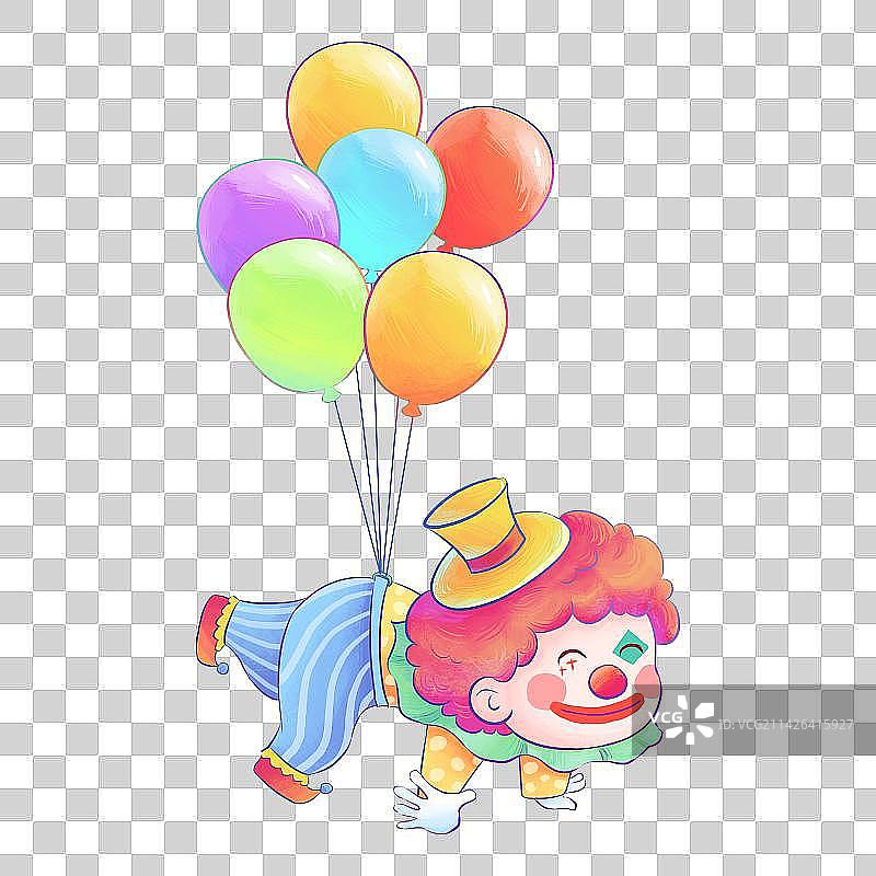 可爱卡通小丑人物愚人节马戏团气球插画元素图片素材