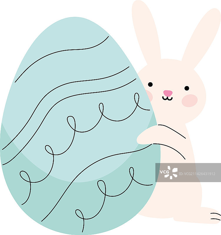 带有蓝色彩蛋的兔子图片素材