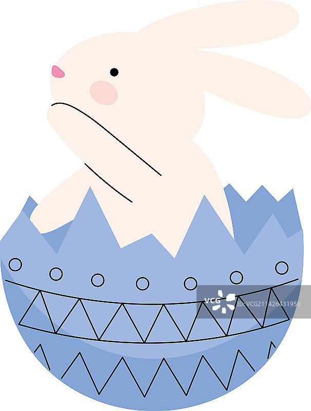 蓝色彩绘蛋中的兔子图片素材