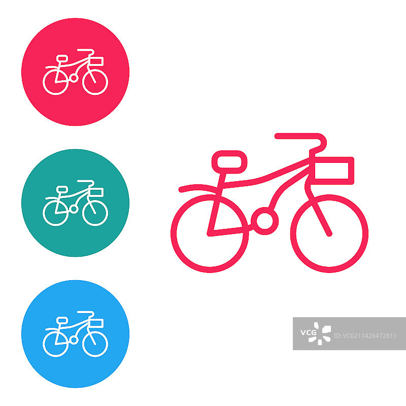 白色背景上的红色线条自行车图标图片素材