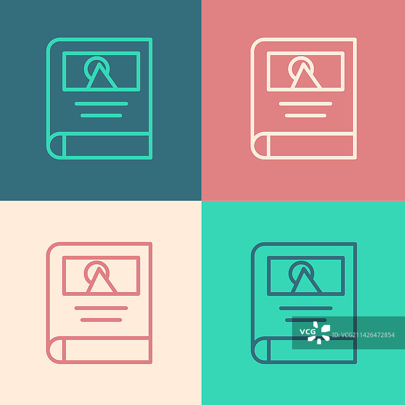 流行艺术线条：照片专辑画廊图标图片素材