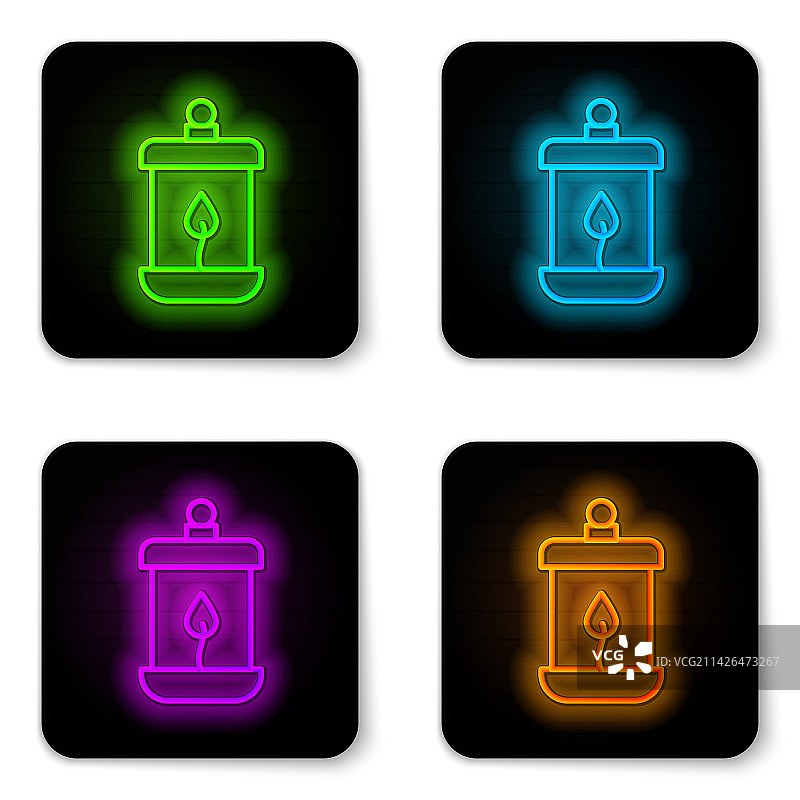 发光的霓虹灯线斋月节灯笼图标图片素材