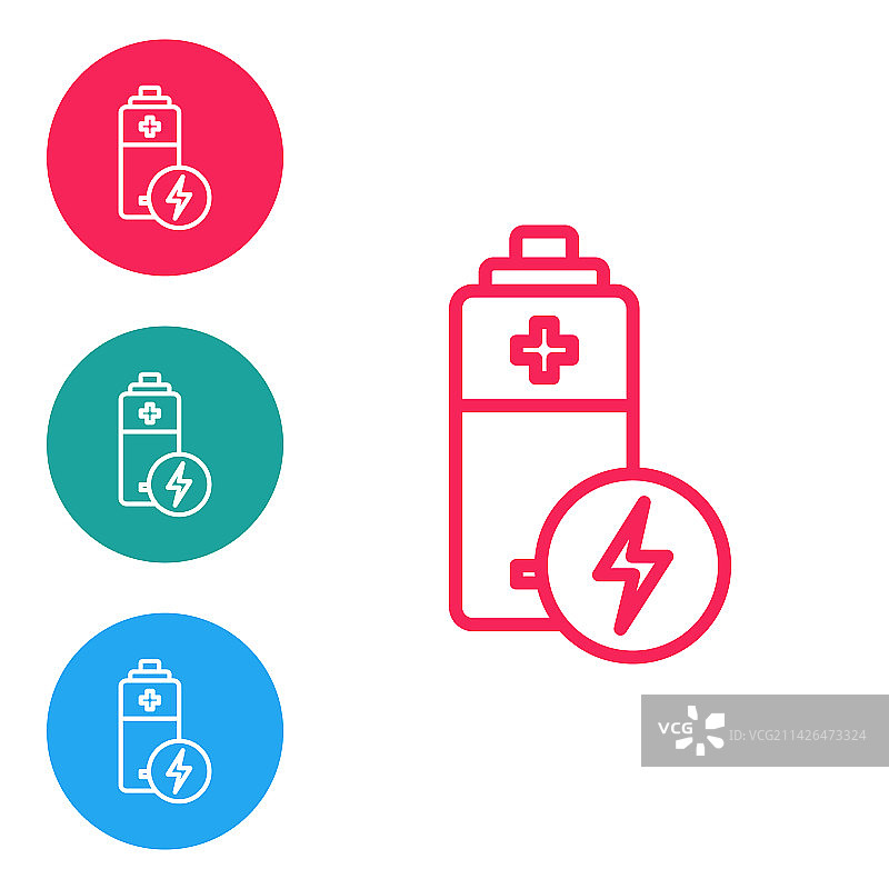 白色背景上的红色线条电池图标图片素材