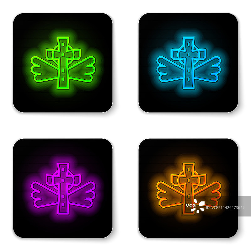 发光霓虹十字架图标图片素材