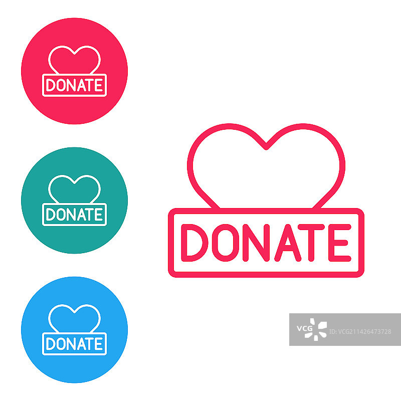 红色线条捐赠和慈善图标图片素材