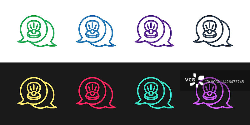 黑色背景上的扇贝海螺图标图片素材