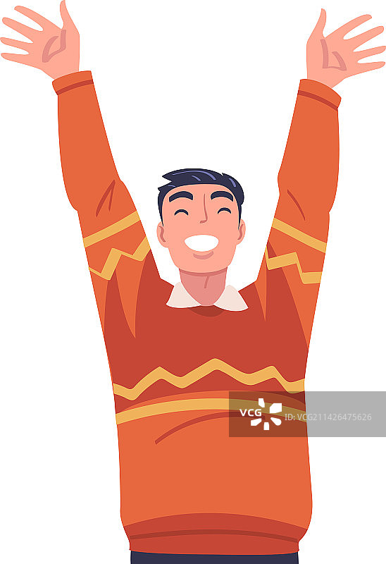 庆祝成功举手的幸运男人图片素材