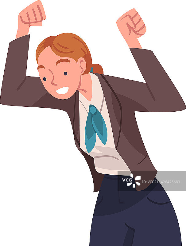 庆祝成功和胜利的幸运女人图片素材