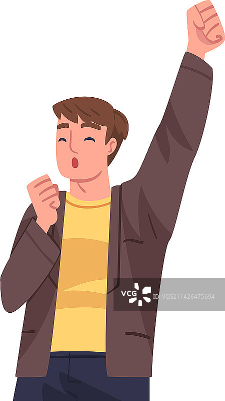 庆祝成功和胜利的幸运男人图片素材