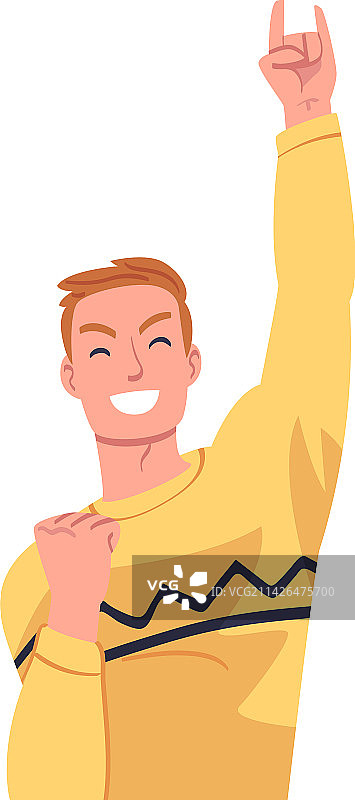 幸运男人庆祝成功和胜利图片素材