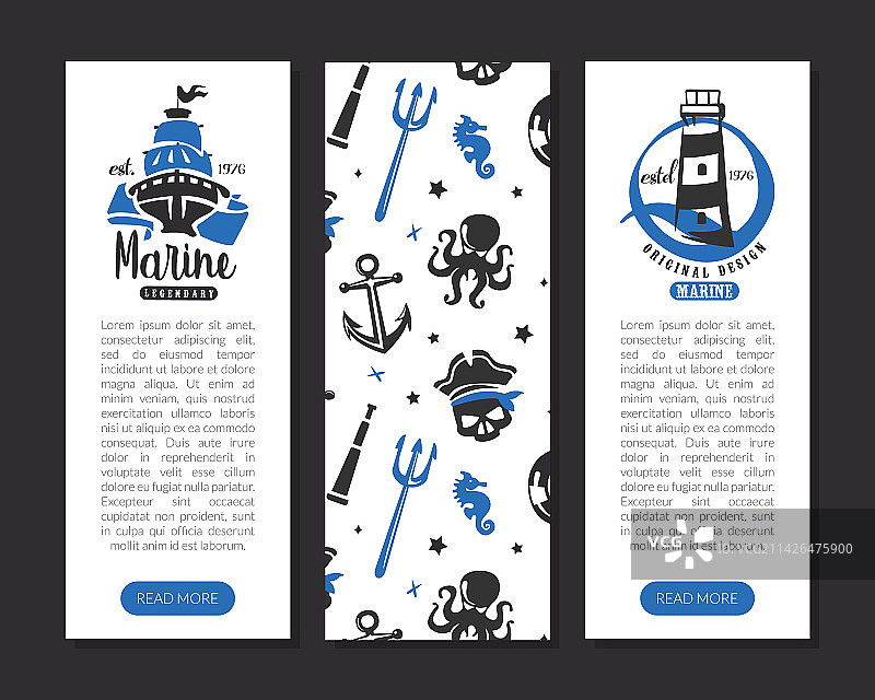 蓝色航海主题banner，含船图片素材