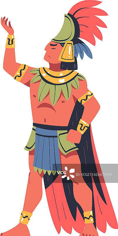 穿着传统服装和头饰的玛雅男人图片素材