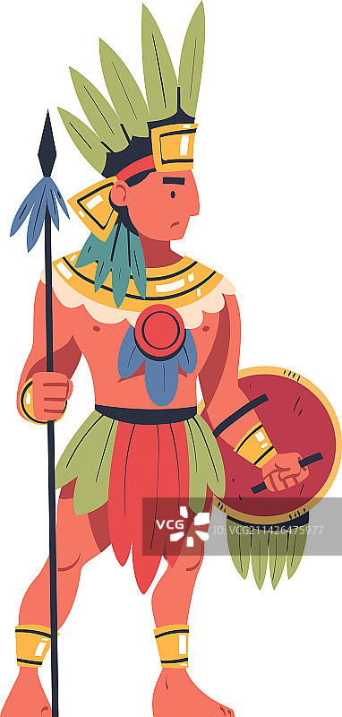 穿着传统服饰的玛雅男性战士图片素材