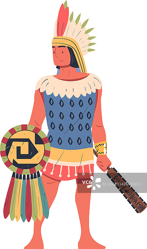 身着传统服饰和头饰的玛雅男子图片素材