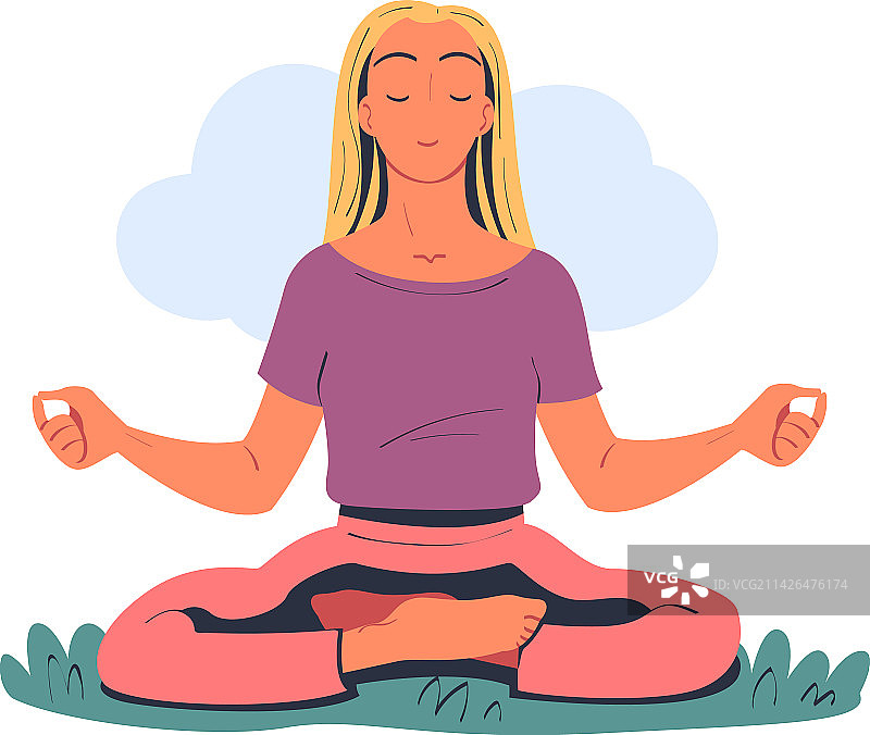 年轻女人在自然中冥想图片素材