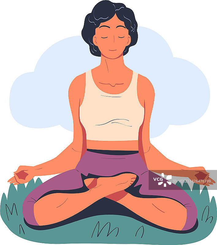 静谧的年轻女子冥想图片素材