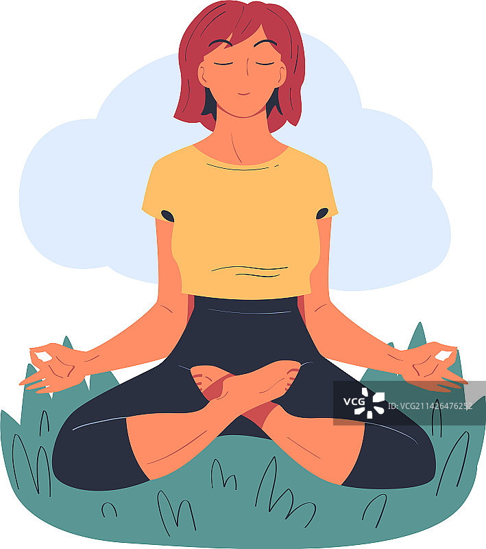 宁静美丽的女子在自然中冥想图片素材