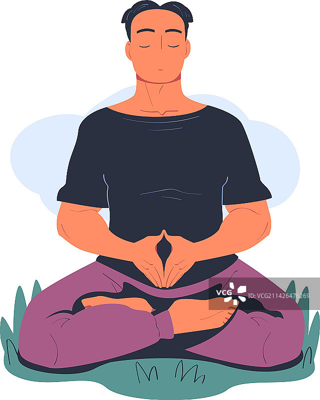 男人在大自然中冥想练习图片素材
