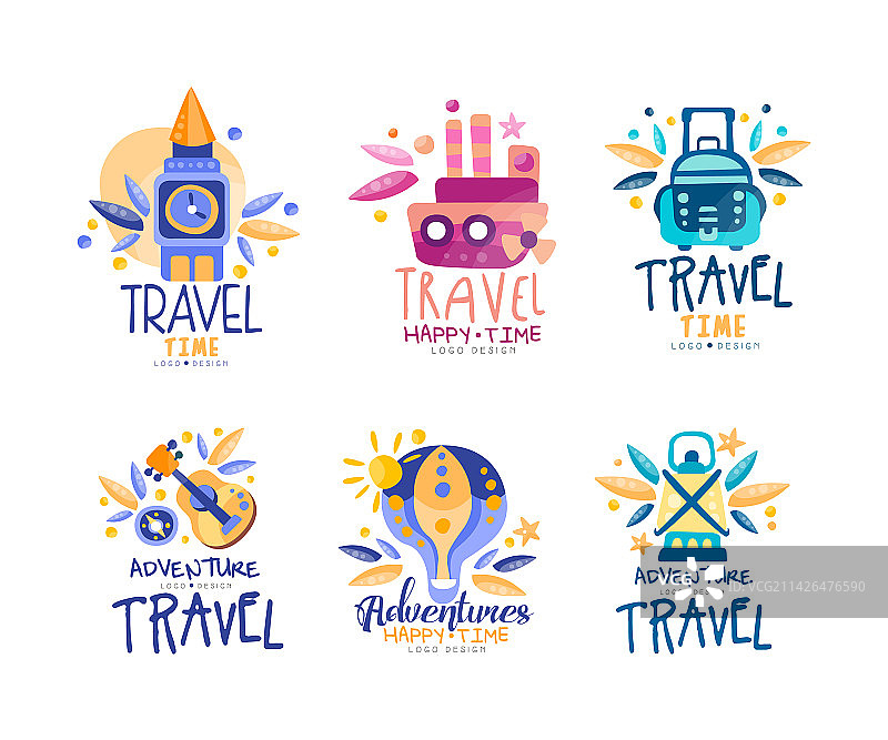 快乐的旅行时光标志设计图片素材