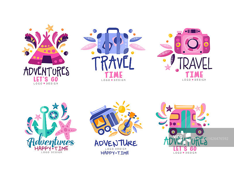 快乐的旅行时光标志设计图片素材