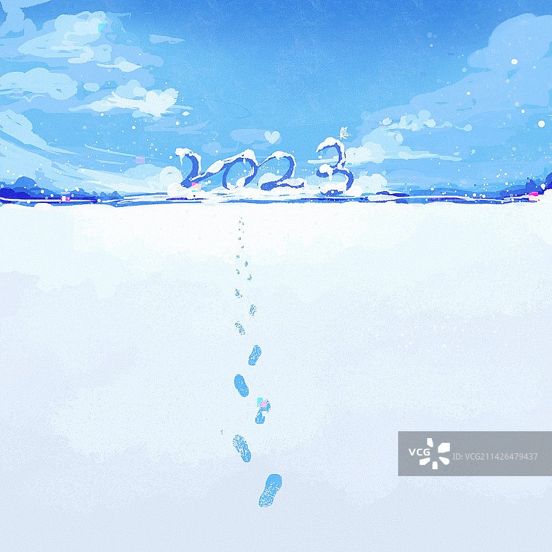 2023天空雪地背景插画图片素材