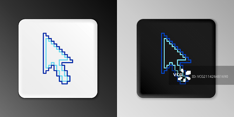 灰色背景上的像素箭头光标线条图标图片素材