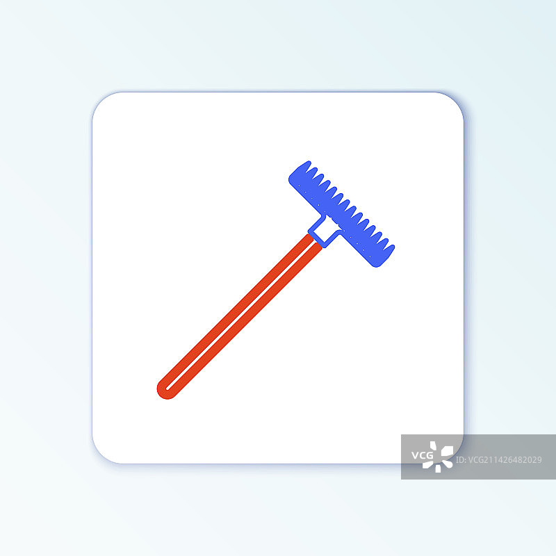 白色背景的园林耙子线性图标图片素材