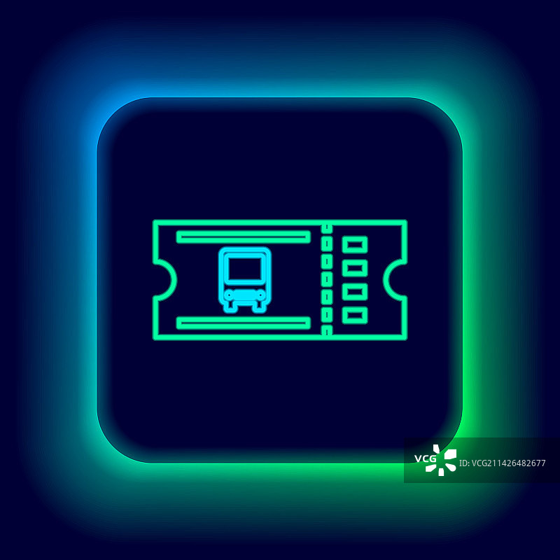 发光霓虹线公交车票图标图片素材