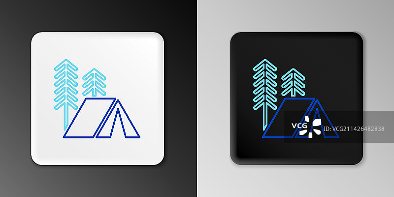 灰色背景上的线条旅行帐篷图标图片素材