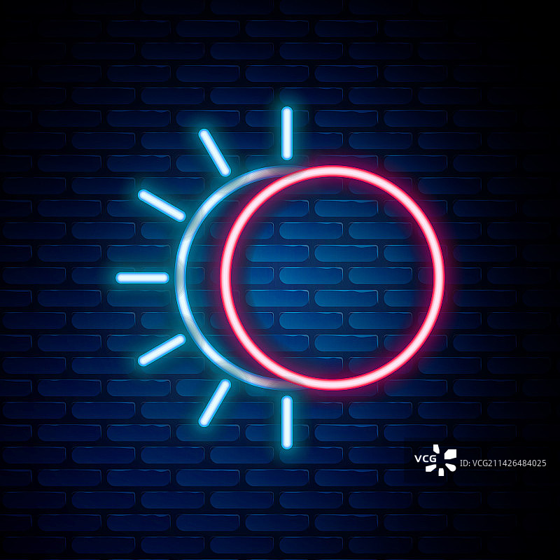 发光的霓虹灯太阳日食线条图标图片素材