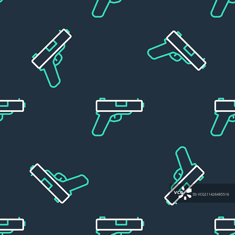线条手枪或枪支图标，无缝图案图片素材