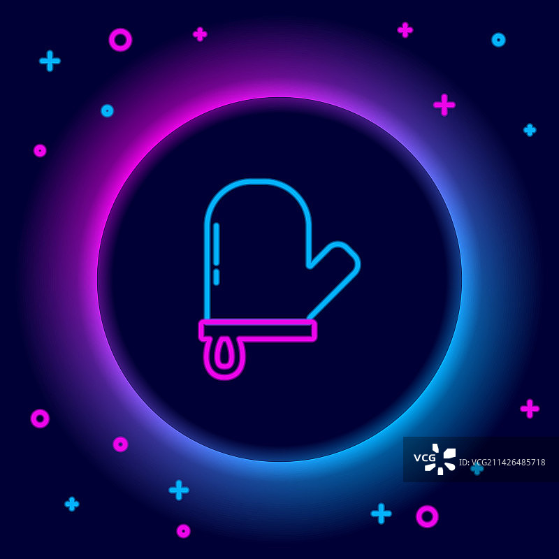 发光的霓虹线烤箱手套图标图片素材