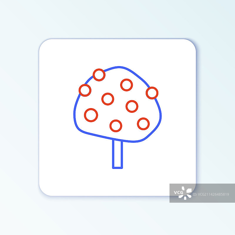 橙色背景上的带水果的橙树线条图标图片素材