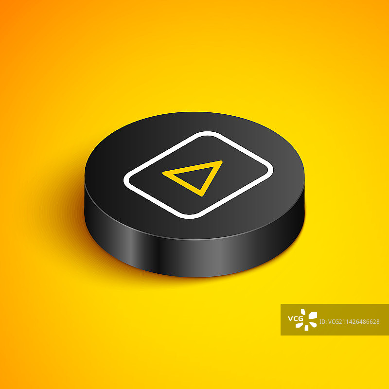 2.5D线条播放按钮图标，黄色背景图片素材