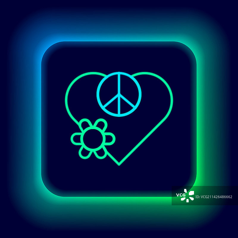 发光霓虹灯爱与和平图标图片素材