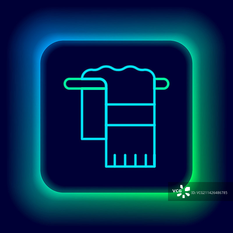 发光霓虹灯线毛巾挂在衣架上图标图片素材