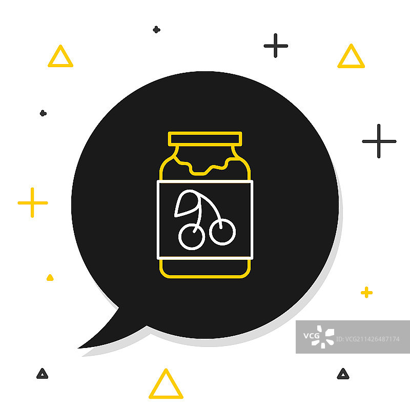 白色背景上的果酱罐图标线条图片素材