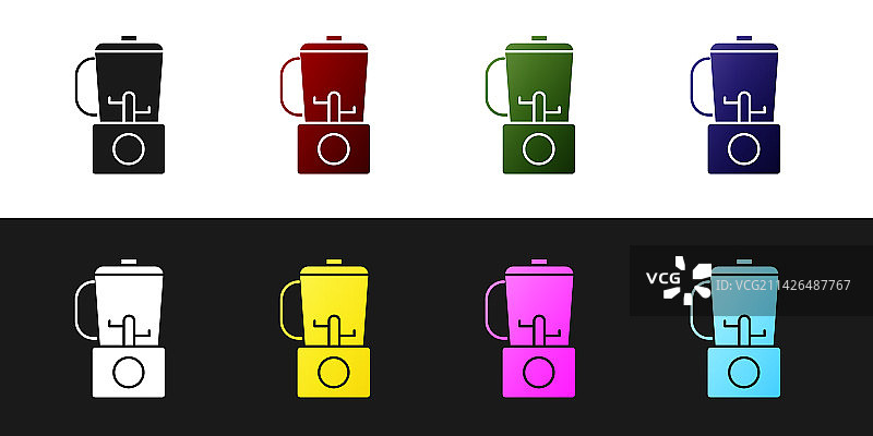 黑白背景上的搅拌机图标图片素材