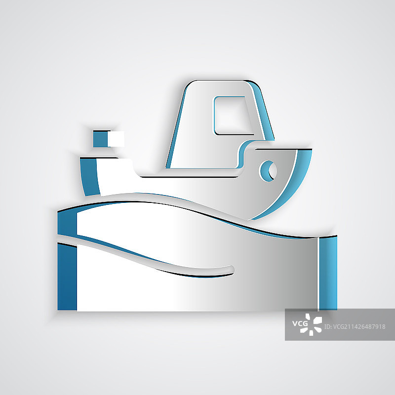 水面上的剪纸渔船图标图片素材